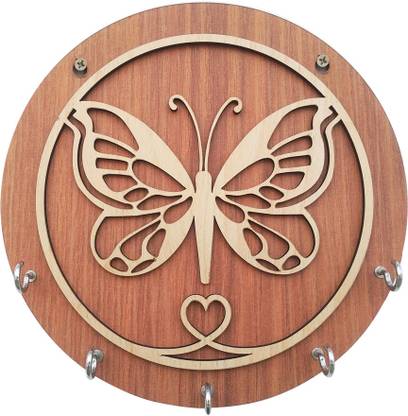 household hub Butter fly Key Holder No of Hooks 5 Wood Key Holder