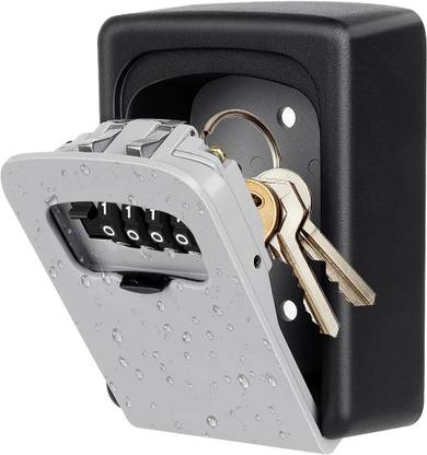 Holy Delight Key Lock Box Wall Mounted, 4 Digit Combination Lockbox for Outside, House Keys Iron Key Holder