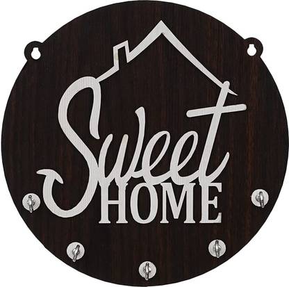 DecorHouse Premium Sweet Home Wooden Key Holder for Home and Office Decor Wood Key Holder