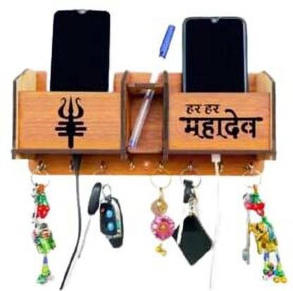 KGDECORE HAR HAR MAHADEV_DB_KEY HOLDER Wood Key Holder