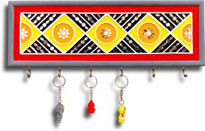 grahasthi Grahasthi Handicrafts Clay Art Hand Painted Wood Key Holder