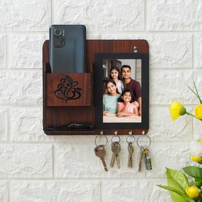 jai shree shyam collection Special Addition Photo Frame With Wood Key Holder & Mobile Charge Stand Wood Key Holder