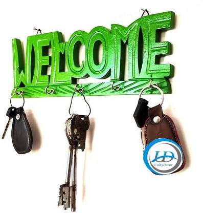 unity decor Wooden Welcome Key Holder for Wall Hanging - Wooden Keys Stand for Entryway, Wood Key Holder