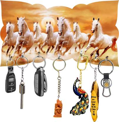 अवतार क्रिएशंस Running Horse Plate wood keyholder लकड़ी की होल्डर