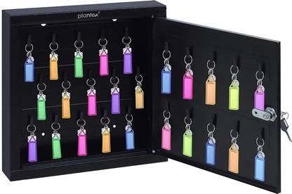 Plantex GI Metal Key Storage Box/Key Cabinet for 25 Key-Chains with Key Lock(Black) Iron Key Holder