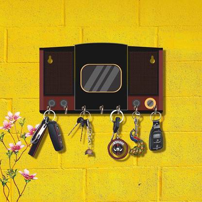 Flipkart SmartBuy HD UV Printed Retro Speaker Shaped Keys Wood Key Holder