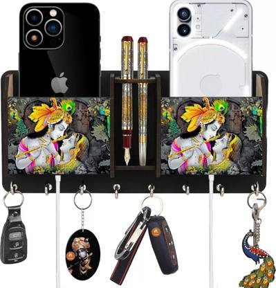 SK PARO Radha Krishna wood key holder for home and Office décor Wood Key Holder
