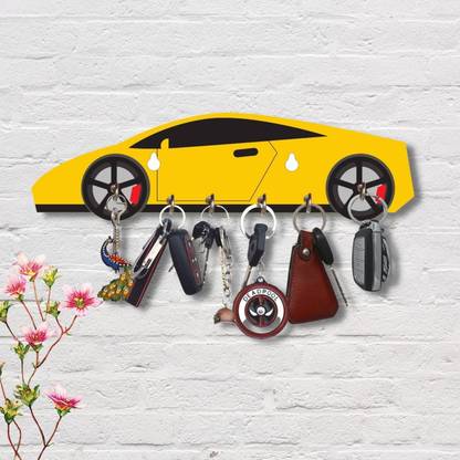 Shivika Crafts Car Printed Key Holder For Home Decor, Living Room, Keys Stand Wood Key Holder