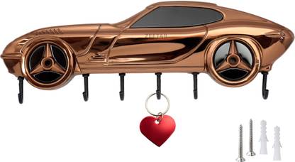 Zeetab Rose Gold Car Key Stand Wall Mount Hanger, Racing Super Car Brass Key Holder