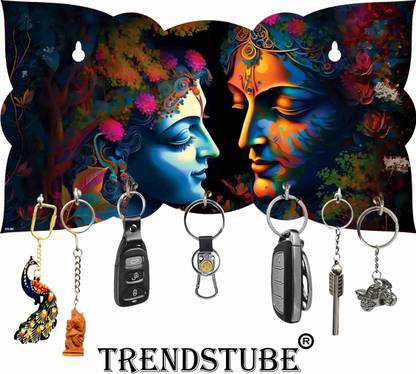TrendsTube Radhe Radhe Key Holder For Diwali Home Decoration Wood Key Holder