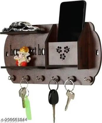 Unnati times Sweet home design multiple key holder and mobile stand Wood Key Holder
