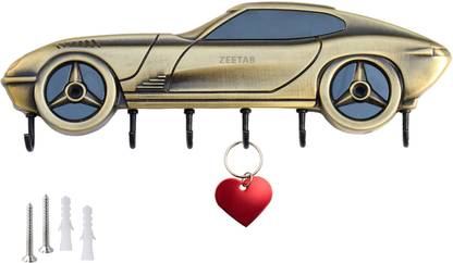 Zeetab Antique Car Key Stand Wall Mount Hanger, Racing Super Car Brass Key Holder