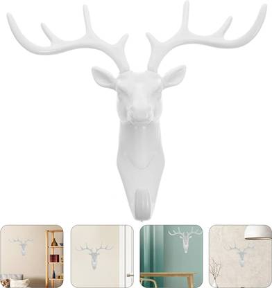 SAMYAL Wall Hook Malloom Deer Head Self Adhesive for Hanger Hook Bag Keys Plastic Key Holder