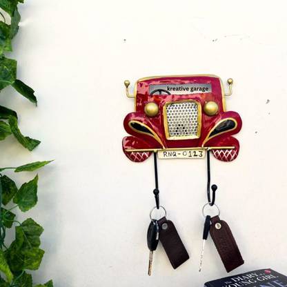 kreative garage Car Shape Key Holder(Heavy Load) with 2Hooks Wall Art Iron Key Holder