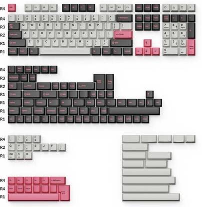 Keychron Cherry Profile Double -Shot PBT Full Set (219) Keycaps - Dolch Pink Desktop Keyboard Replacement Key
