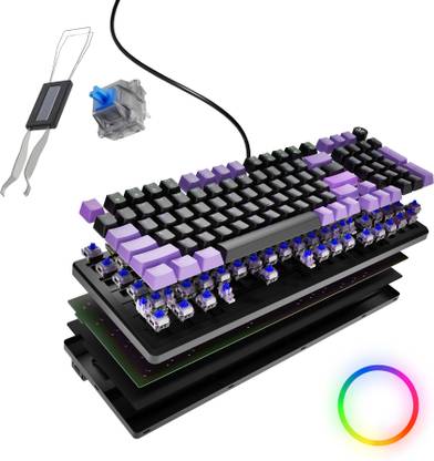 Kreo Hive Full Size Wired Gaming Mechanical Keyboard,Outemu Switches & RGB Backlight Wired USB Standard Gaming Keyboard Compatible with Desktop, Laptop, Mac with gaming mode ,stand support,Hive Full Size Wired Gaming Mechanical Keyboard,Outemu Switches & RGB Backlight Wired USB Gaming Keyboard
