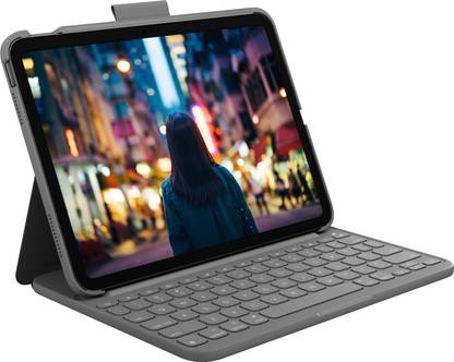 Logitech Slim Folio for iPad 10th Gen Bluetooth Handheld Tablet Keyboard Compatible with Desktop, Laptop, Mac