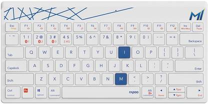 RAPOO 8000M MI White Bluetooth Tenkeyless Multi-device Keyboard Compatible with Desktop, Laptop, Mac