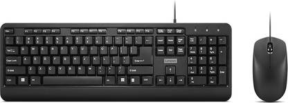 Lenovo KB MICE_BO 160 Wired Combo Wired USB Standard Multi-device Keyboard Compatible with Desktop, Laptop, Mac