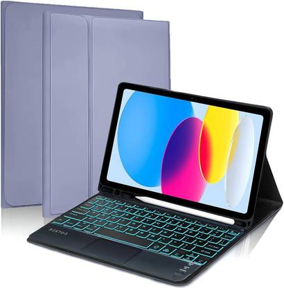 Bestor Bluetooth Keyboard with Pencil Holder for 11th10th Gen Built-in 7-Colors Backlit Bluetooth Laptop-size Tablet Keyboard Compatible with Tablet, Laptop, iPad