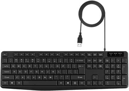 RashMove iVoomi Wired Keyboard with 104 Keys for Windows, Mac OS Computer Black Colour Wired USB Standard Desktop Keyboard Compatible with Desktop, Laptop, Mac