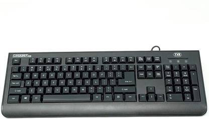Tvs Electronics Champ Heavy Duty Membrane Wired Keyboard Array of 104 Keys Multimedia Functions Wired USB Standard Desktop Keyboard Compatible with Desktop, Laptop, Mac