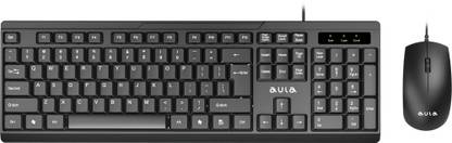 Aula AC101 Wired Keyboard with 12DPI Mouse | Wired USB Standard Desktop Keyboard Compatible with Desktop, Laptop, Mac