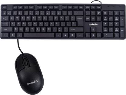zebion k500 + Elfin combo Wired USB Laptop-size Desktop Keyboard Compatible with Desktop, Laptop, Mac Easy to Use,Plug and Play,Quick, Comfy Durable body
