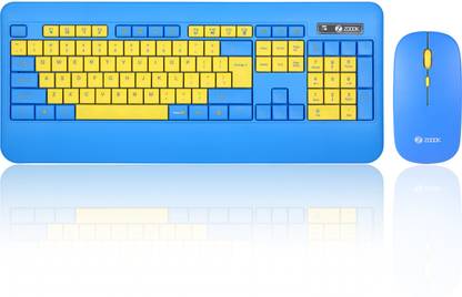 ज़ुओक Qwerty Pad/3 Adj. DPI/Full Size Keyboard(104 key) & Mouse Combo with Palm rest वायरलेस डेस्कटॉप कीबोर्ड