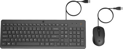 HP 150 Wired Keyboard and Optical Mouse Combo with 1600 DPI - (240J7AA) Wired USB Standard Desktop Keyboard Compatible with Desktop, Laptop, Mac stand support,multimedia_keys