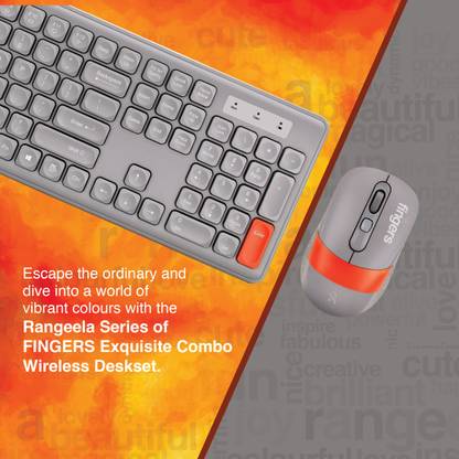 FINGERS Exquisite Combo – Rangeela Series Wireless Standard Desktop Keyboard Compatible with Desktop, Laptop, Mac Exquisite Combo - Rangeela Series