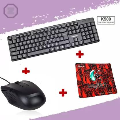 zebion 3 IN 1 COMBO SET - KEYBOARD,MOUSE,MOUSEPAD Wired USB Standard Desktop Keyboard Compatible with Desktop, Laptop, Mac