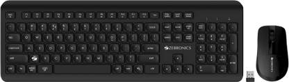ZEBRONICS Companion 203 Wireless Standard Multi-device Keyboard Compatible with Desktop, Laptop, Mac 2.4GHz Wireless, Copilot AI Key, 12 Multimedia Keys, 1600 DPI, for Windows & Mac