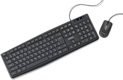 Intex IT-KB332 Genie USB Keyboard & Mouse Combo Wired USB Standard Desktop Keyboard Compatible with Desktop, Laptop, Mac stand support