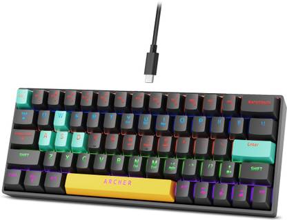 Archer Tech Lab Astra M400 Mechanical Keyboard, 17 RGB Modes, 63 Keys Clicky Blue Switches Wired USB Standard Gaming Keyboard Compatible with Desktop, Laptop, Mac