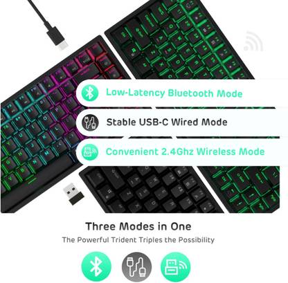 RK ROYAL KLUDGE RK84 Wireless Black Bluetooth, Wireless Laptop-size Gaming Keyboard