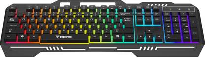 Techfire KT660 Anti-ghosting, Aluminium body with Mobile holder, Membrane Wired USB Standard Gaming Keyboard Compatible with Desktop, Laptop, Mac