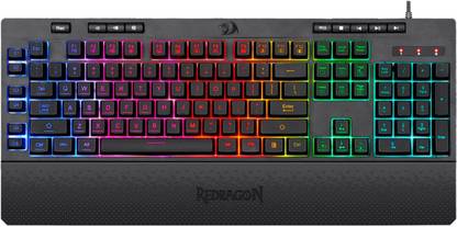 Grega Tech Play Redragon Shiva K512 Membrane Wired USB Standard Gaming Keyboard Compatible with Desktop, Laptop, Mac , with gaming mode ,stand support,multimedia_keys,K512