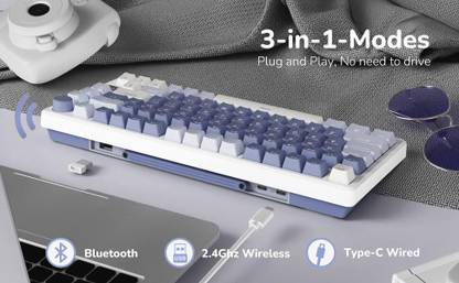 RK ROYAL KLUDGE RK M75 Bluetooth, Wireless Laptop-size Gaming Keyboard Compatible with Desktop, Laptop, Mac Easy to Use,Plug and Play,Quick, Comfy Durable body