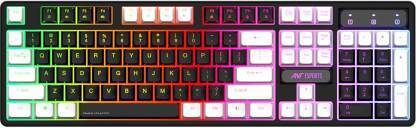 Ant Esports MK1450 Pro / Backlit Membrane with Mixed Color Lighting Wired USB Standard Gaming Keyboard Compatible with Desktop, Laptop, Mac with gaming mode ,multimedia_keys,Ant Esports MK1450 Pro Backlit Membran with Mixed Colour Lighting, Wired USB Gaming Keyboard (Black)
