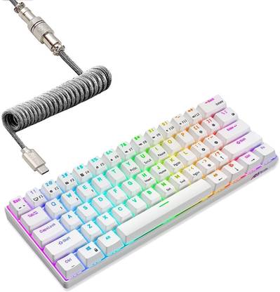 RK ROYAL KLUDGE RK61 Wireless White Wireless, Bluetooth, Wired USB Laptop-size Gaming Keyboard
