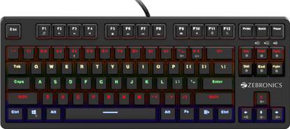 ZEBRONICS Zeb-Max V2 Wired USB Standard Gaming Keyboard Compatible with Desktop, Laptop, Mac , with gaming mode ,multimedia_keys,Zeb-Max V2 Wired USB Gaming