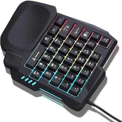 microware G7 single-handed keyboard Wired USB Handheld Gaming Keyboard Compatible with Desktop, Laptop, Mac RGB,multimedia_keys,USB Keyboard One-Handed Wired 35 Keys Luminous Gaming Keyboards for Tablet Colorful Ergonomics Gamer Keypad Hand Rest