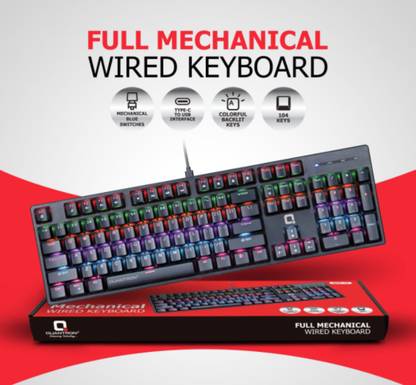 Quantron QKB -18, FULL MECHANICAL WIRED GAMING KEYBOARD. Wired USB Standard Gaming Keyboard Compatible with Desktop, Laptop, Mac