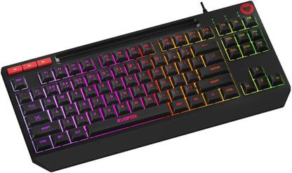 EVOFOX Deathray TKL RGB Silent Membrane Wired USB Tenkeyless Gaming Keyboard Compatible with Desktop, Laptop, Mac stand support,multimedia_keys,Deathray TKL