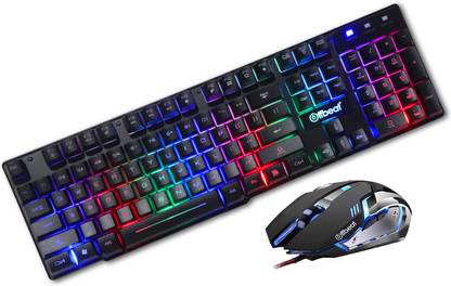Offbeat RGB Backlit Wired Gaming Keyboard and Gaming Mouse Combo Wired USB Standard Gaming Keyboard Compatible with Desktop, Laptop, Mac , with gaming mode ,stand support,multimedia_keys,Slayer gaming keyboard and mouse combo