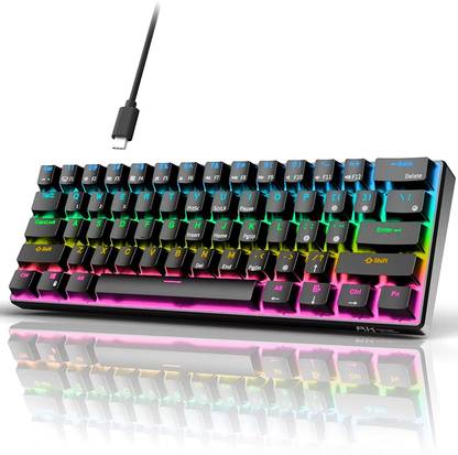 RK ROYAL KLUDGE RK61 Black Wired USB Laptop-size Gaming Keyboard Compatible with Desktop, Laptop, Mac