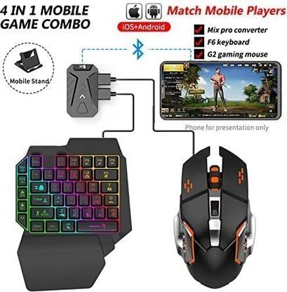 MIXPRO Bluetooth Gaming Keyboard Mouse Convertor For Smartphone 4 in 1 Mobile Game Bluetooth Handheld Gaming Keyboard Compatible with Desktop, Laptop, Mac