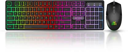 Ant Esports KM1600, Wired Backlit Rainbow LED Keyboard & 3200 DPI Gaming Mouse for PC/Laptop Wired USB Standard Gaming Keyboard Compatible with Desktop, Laptop, Mac KM1600, Wired Backlit Rainbow LED Keyboard & 3200 DPI Gaming Mouse for PC/Laptop