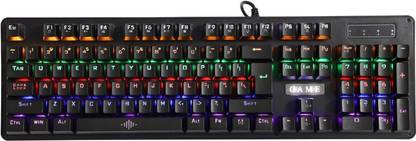 microware Wired Backlit Gaming Mechanical Keyboard with 9 light mode (K-30) Wired USB Standard Gaming Keyboard Compatible with Desktop, Laptop, Mac RGB 7 Color Backlit,, with gaming mode ,stand support,multimedia_keys,USB Wired Gaming Keyboard, Quiet Red Switch Mechanical Keyboard with RGB Backlit